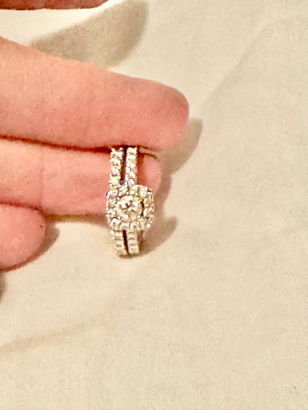 Kay Jewelers Silver-Tone Halo Engagement Ring Set with White Stones - Picture 8 of 10
